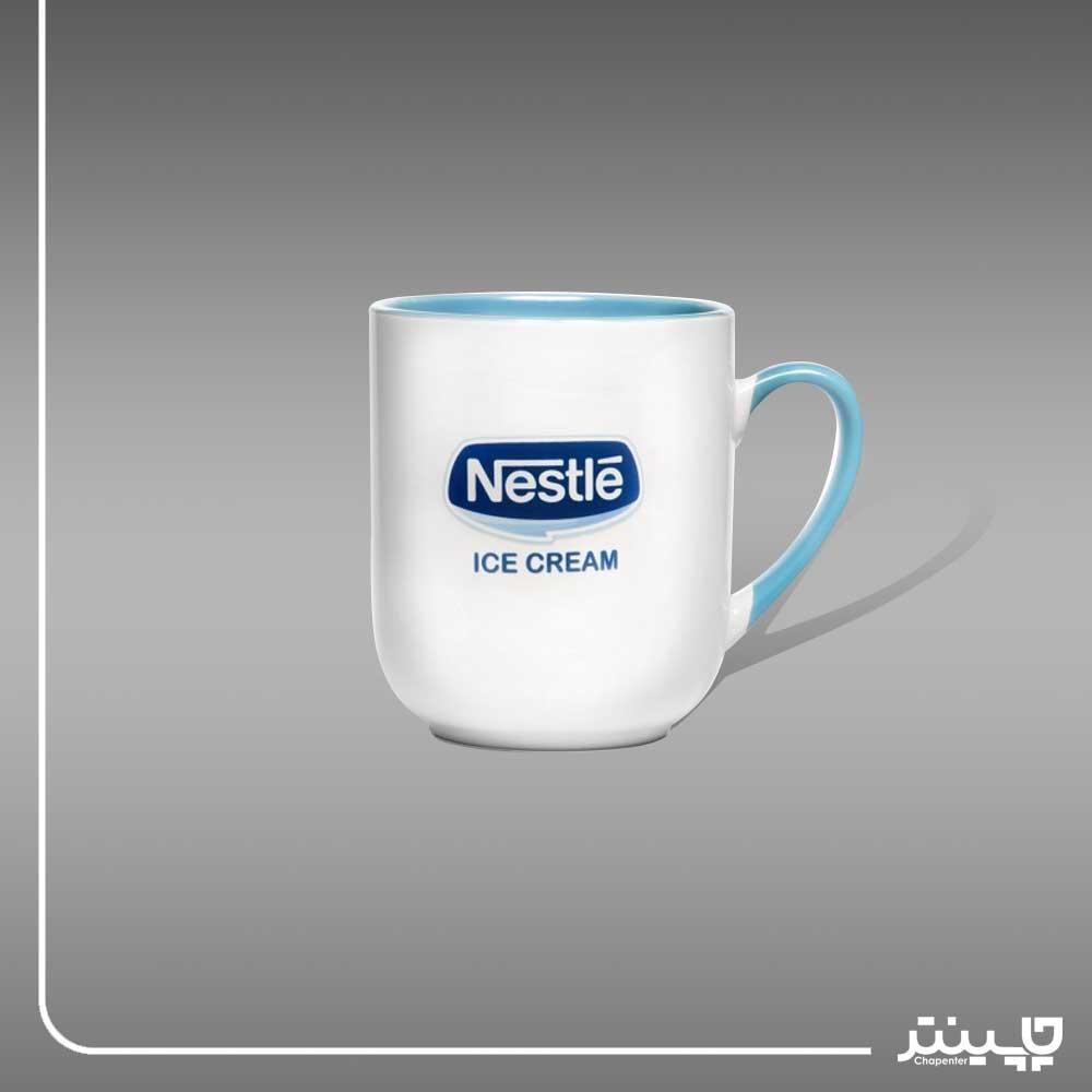 چاپ لیوان سرامیکی 6006 دسته و داخل رنگی آبی